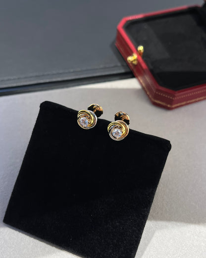 1:1 Cartier Triple Ring Diamond Stud Earrings