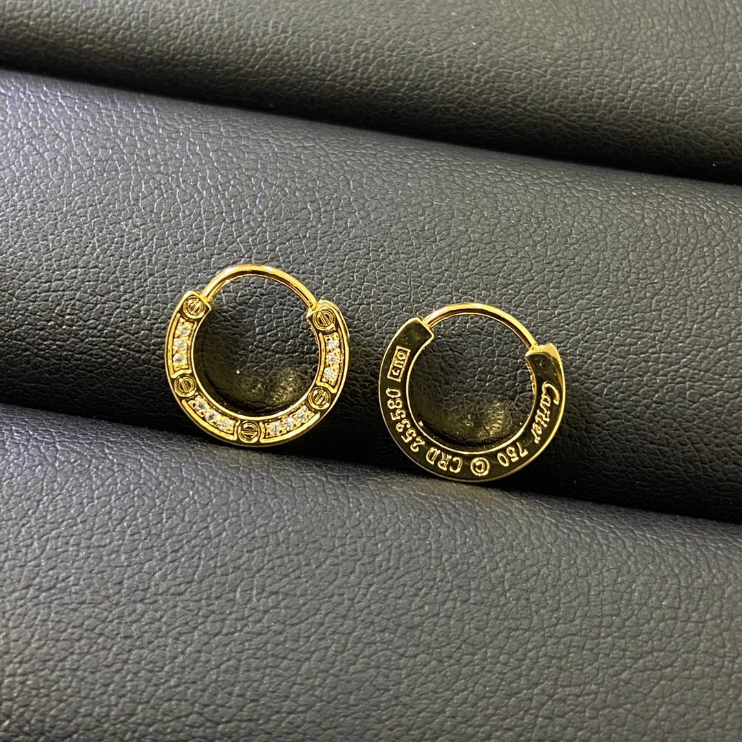 1:1 Cartier full-diamond round ear cuffs