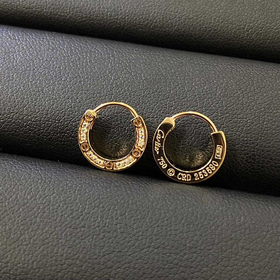 1:1 Cartier full-diamond round ear cuffs