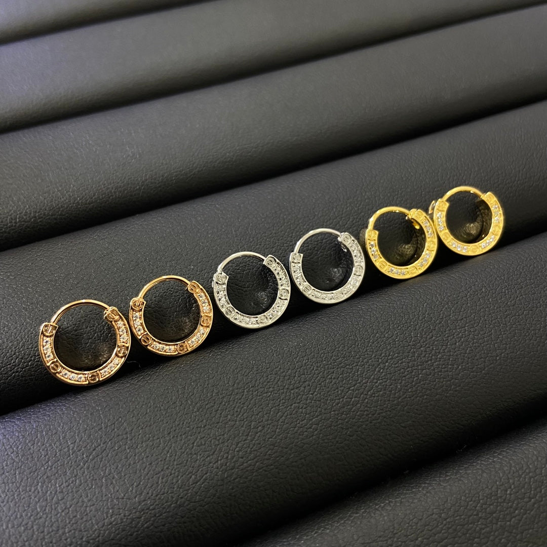 1:1 Cartier full-diamond round ear cuffs