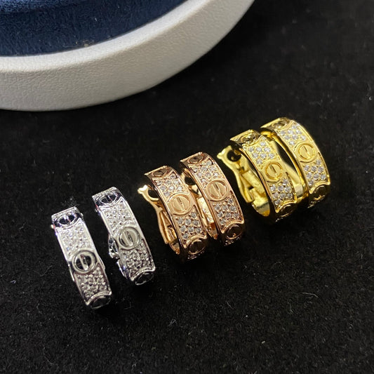 1:1 Cartier three rows of diamonds ear puffs