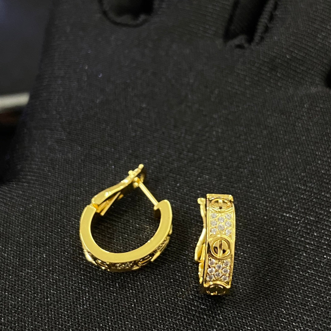 1:1 Cartier three rows of diamonds ear puffs