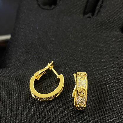 1:1 Cartier three rows of diamonds ear puffs