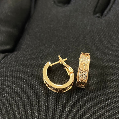 1:1 Cartier three rows of diamonds ear puffs