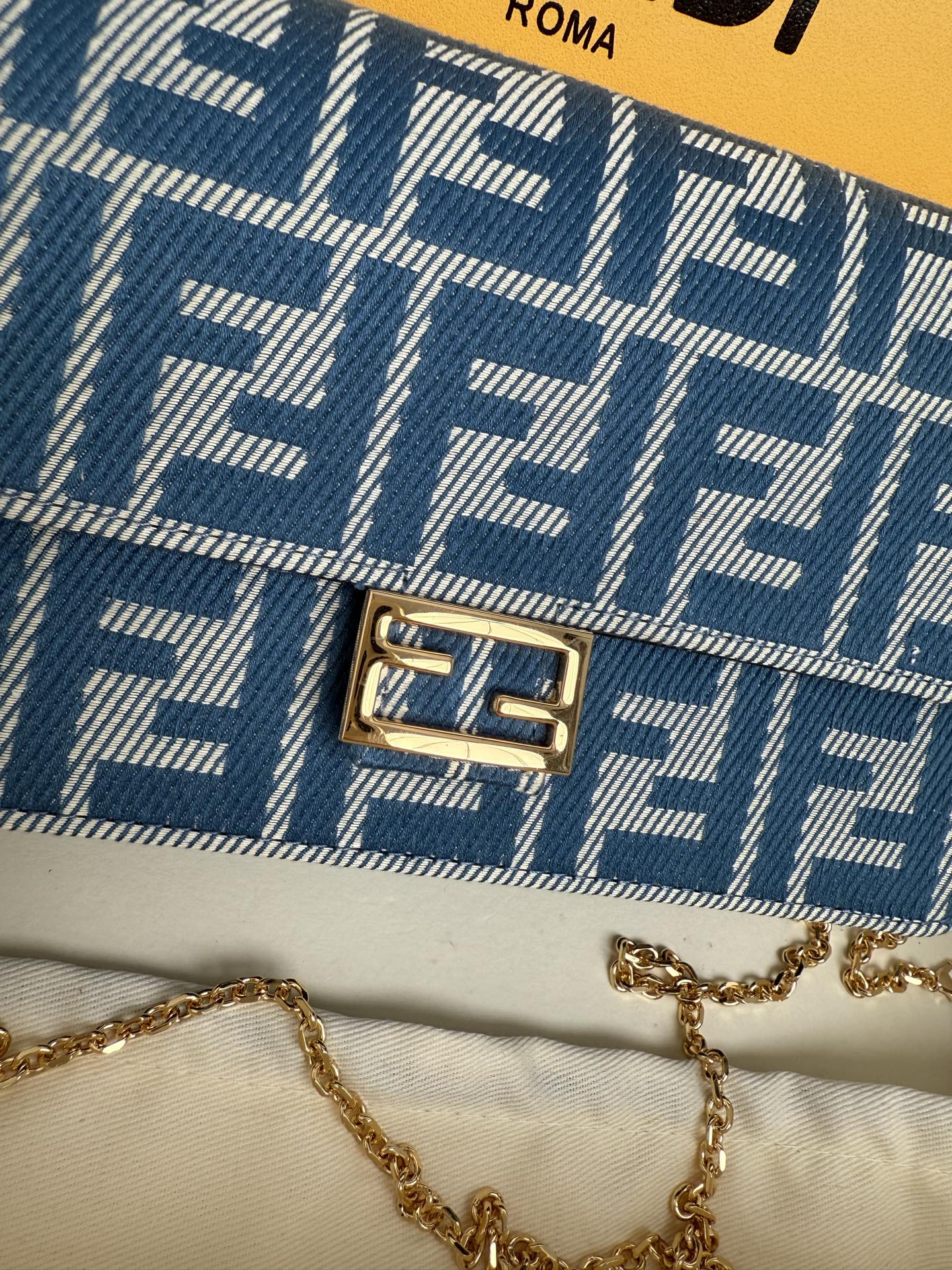 Top-tier Denim blue Compact Baguette wallet