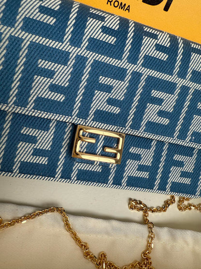 Top-tier Denim blue Compact Baguette wallet