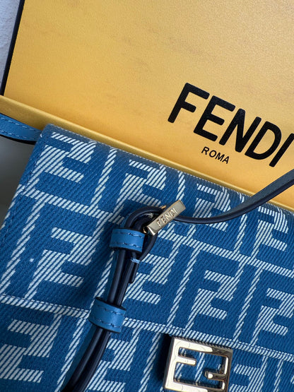 Top-tier Denim blue Compact Baguette wallet