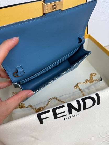 Top-tier Denim blue Compact Baguette wallet