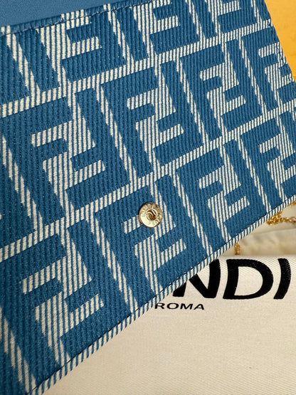 Top-tier Denim blue Compact Baguette wallet