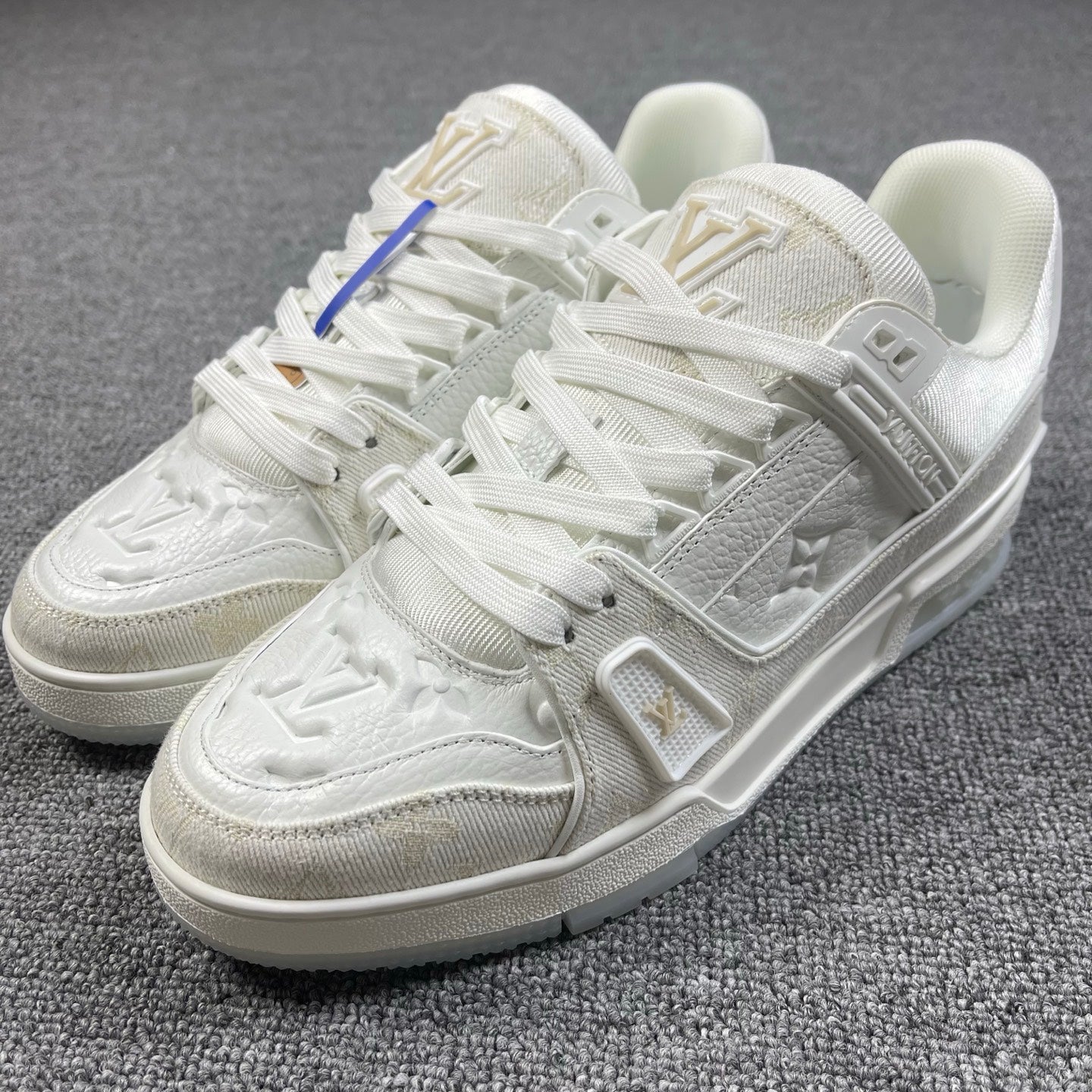 1:1 LV Grey Trainer Couple Sneakers