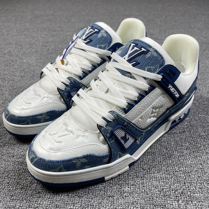 1:1 LV Blue Trainer Couple Sneakers