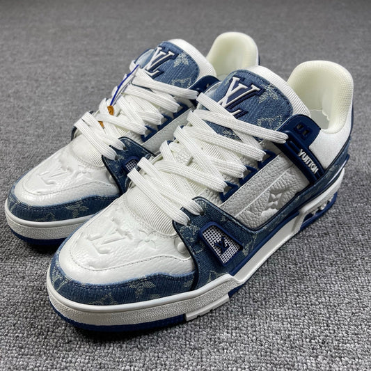 1:1 LV Blue Trainer Couple Sneakers