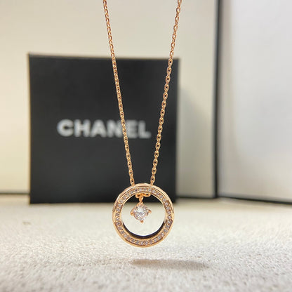 1:1 Chanel large diamond-encrusted quilted necklace