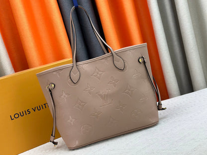 Top-tier Beige Emboss Monogram Neverfull MM