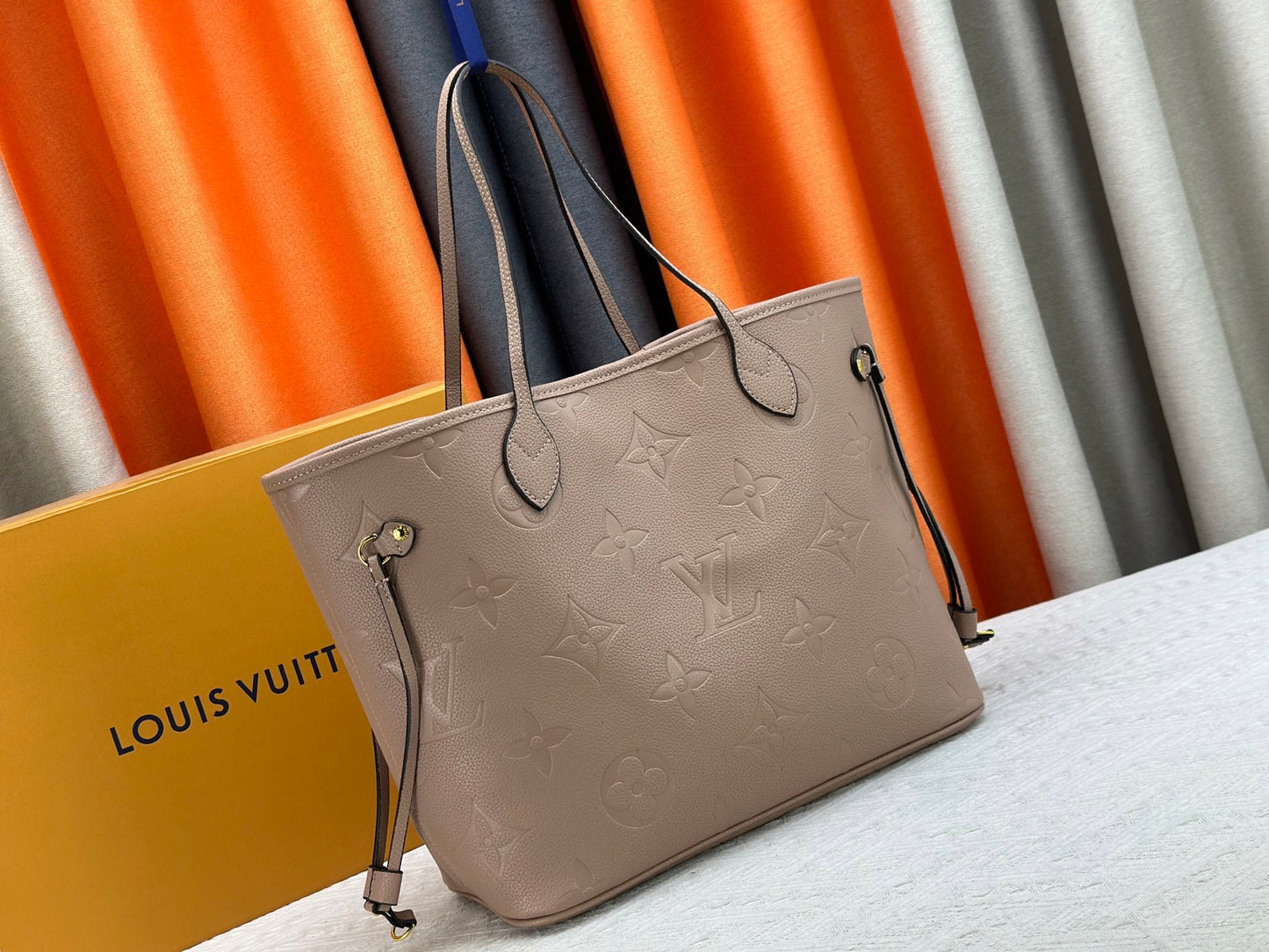 Top-tier Beige Emboss Monogram Neverfull MM