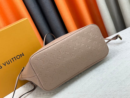 Top-tier Beige Emboss Monogram Neverfull MM