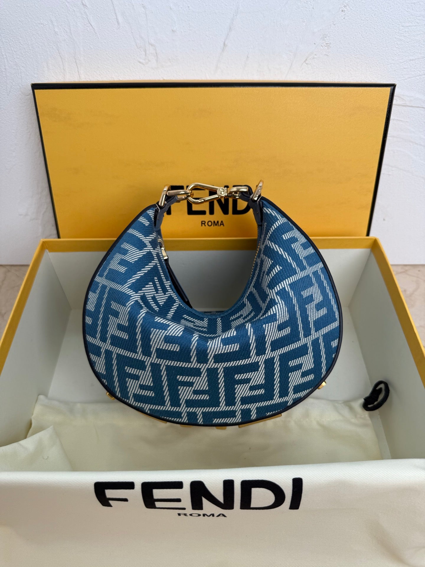 Original quality Denim blue Fendi lettering