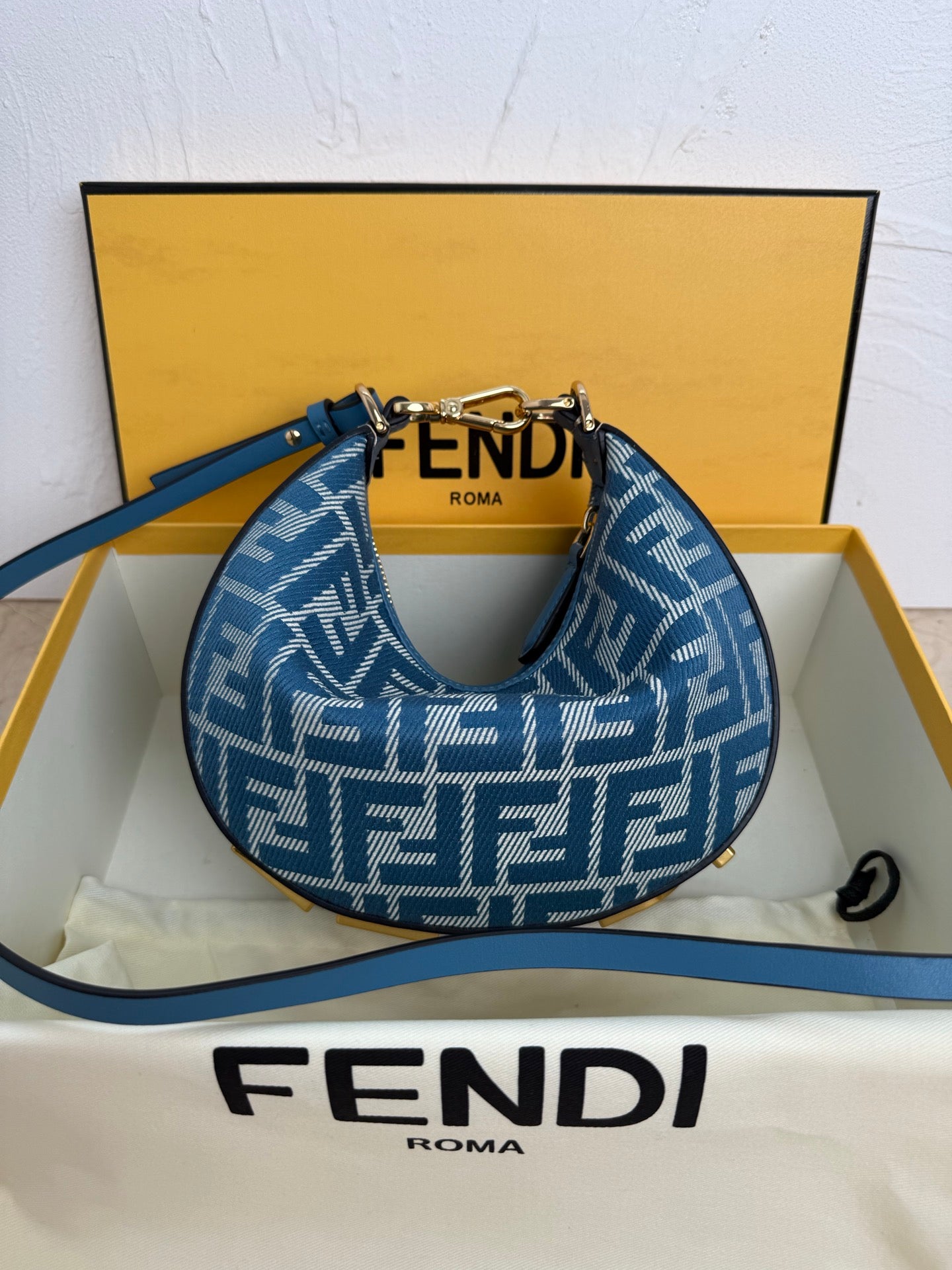 Original quality Denim blue Fendi lettering