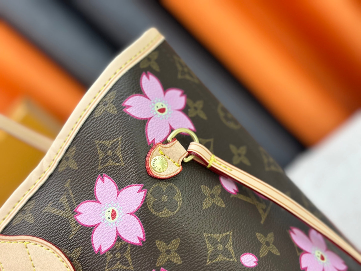 Original quality Takashi Murakami's classic cherry blossom monogram Neverfull