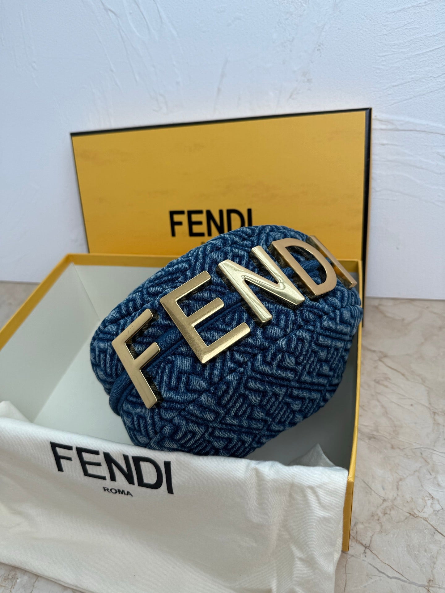 Original quality Denim blue lettering