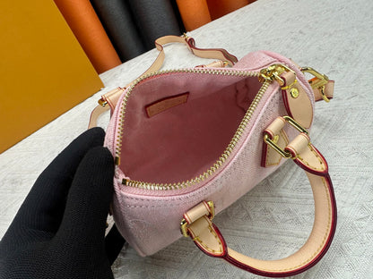 Top-tier Pink Denim Nano Speedy