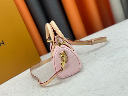 Top-tier Pink Denim Nano Speedy