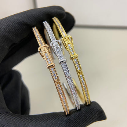 1:1 Hermès full diamond buckle on leather bracelet