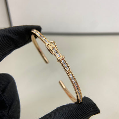 1:1 Hermès full diamond buckle on leather bracelet