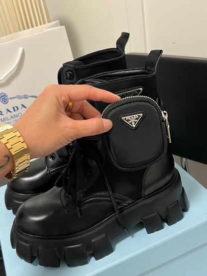 1:1 Prada Lace-up Ankle Boots