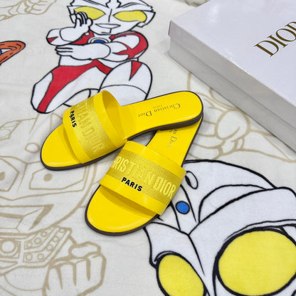 1:1 Dior Embroidered Letter Flat Sandals