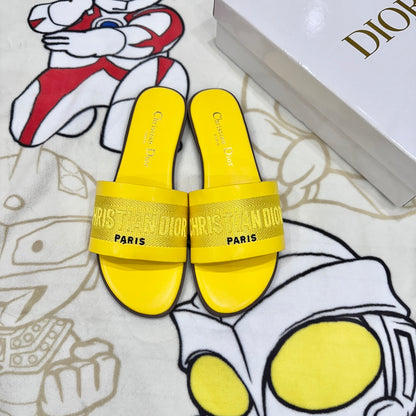 1:1 Dior Embroidered Letter Flat Sandals
