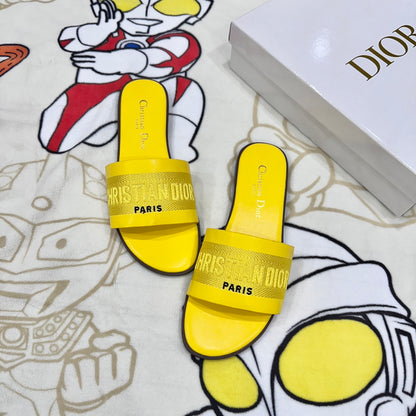 1:1 Dior Embroidered Letter Flat Sandals