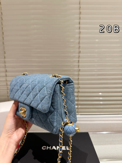 1:1 Chanel Denim Gold Ball Square Fat Edition