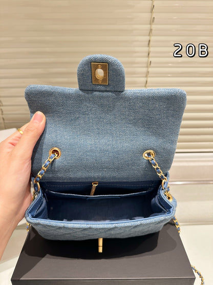 1:1 Chanel Denim Gold Ball Square Fat Edition