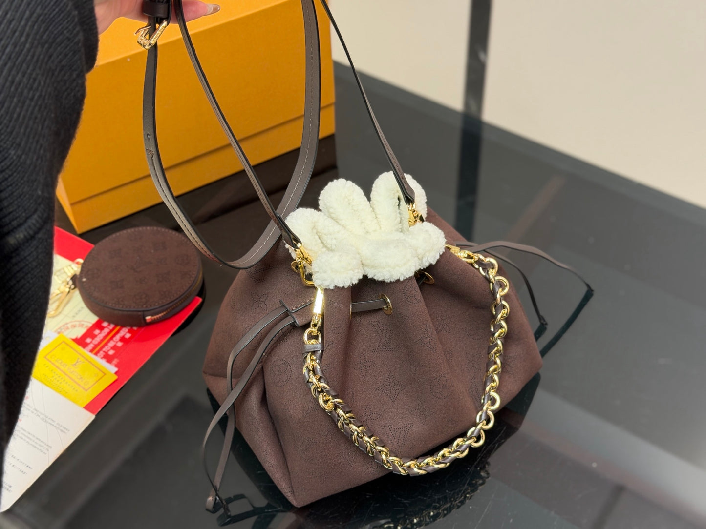 1:1 LV Bella Moon Goddess Suede Bucket Bag