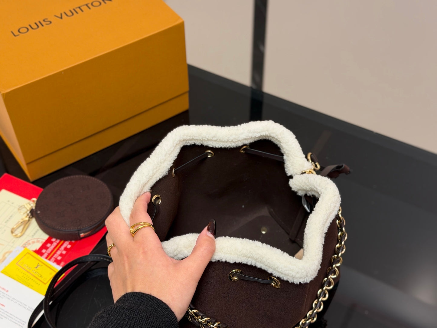 1:1 LV Bella Moon Goddess Suede Bucket Bag