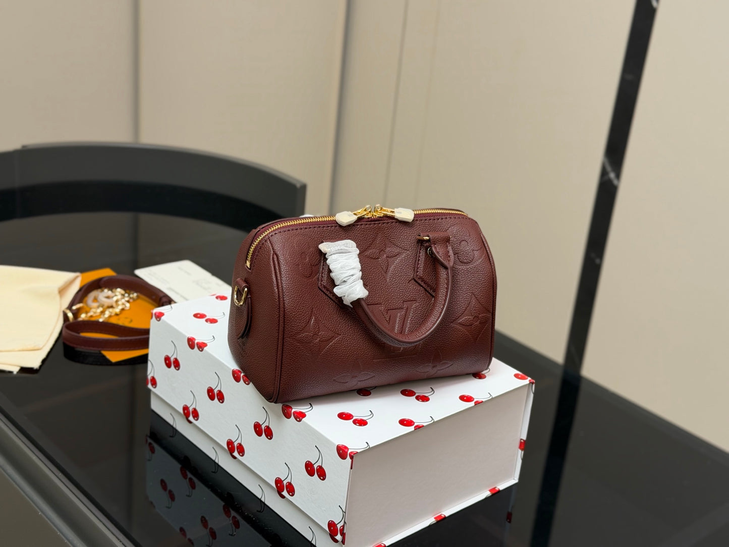 1:1 Louis vuitton Brown Embossed Monogram Speedy 20