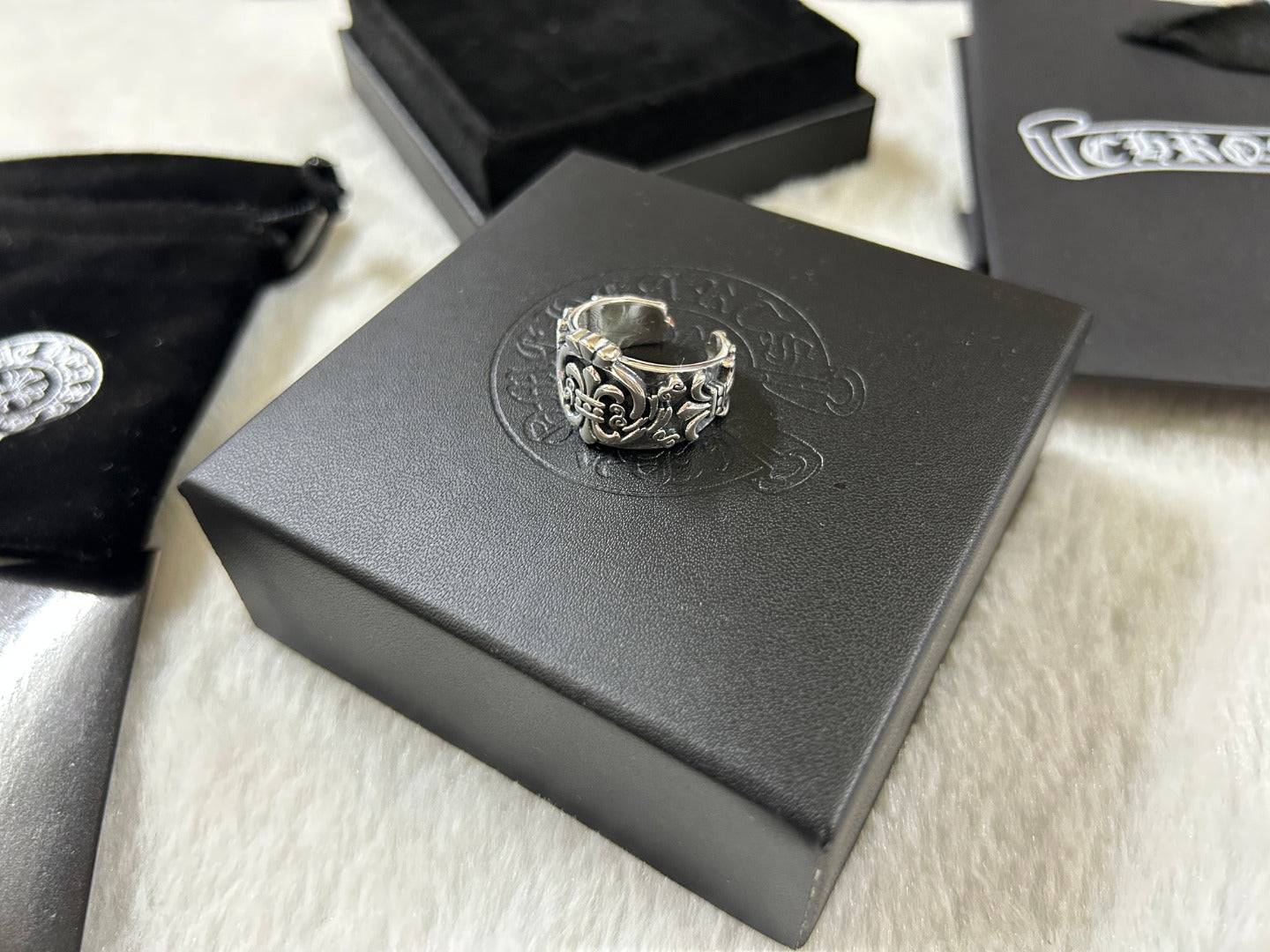1:1 Chrome Hearts Crown Open Ring